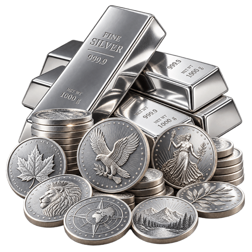 Bijoux et lingots d'argent